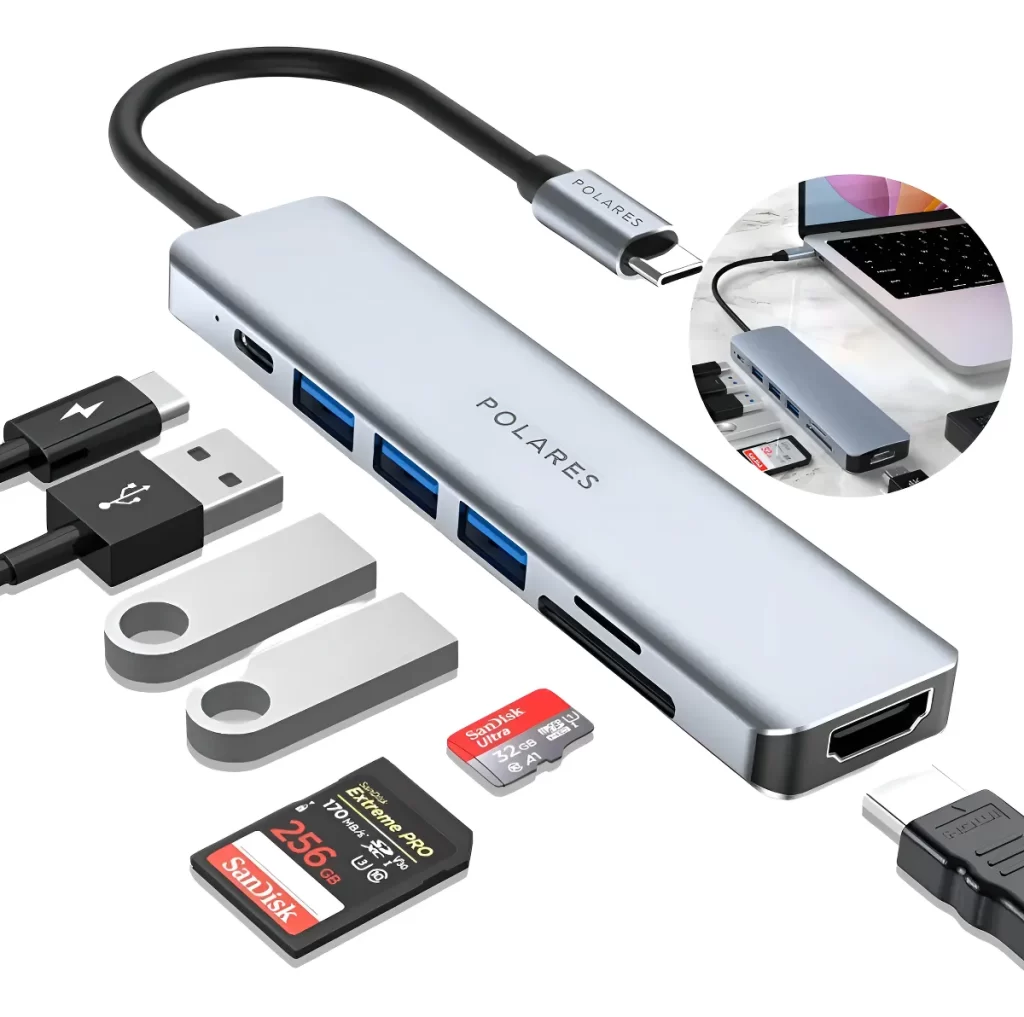 POLARES ZEN1 Adaptador Macbook Hub Usb-c Air M1 M2 Dex