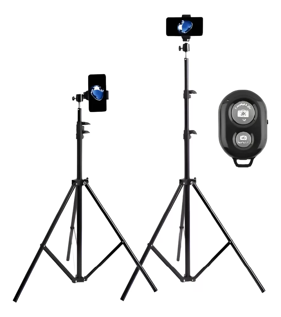 Tripe Para Celular Camera iPhone Webcam Data Show Ring Light Vertical E Horizontal 360 Controle Bluetooth Para Selfie